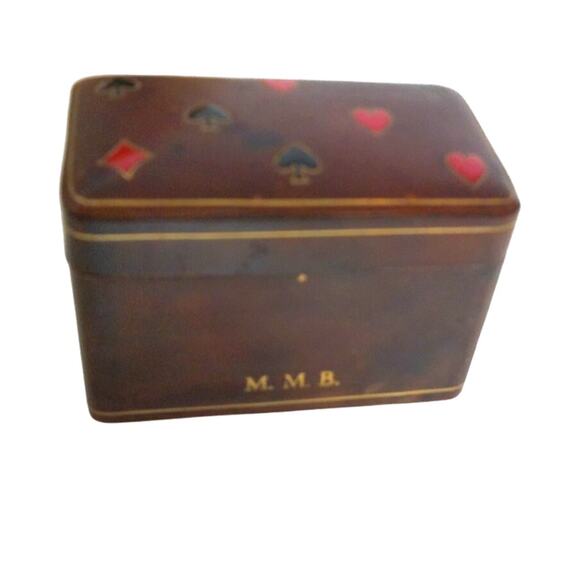 Vintage Italian Leather Box For Double Deck Of Cards READ - Picture 2 of 8